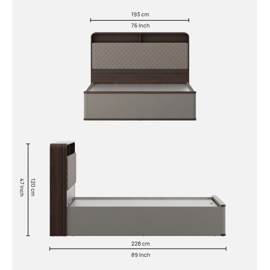 Desire King Bed Full Lifton-sahara Beige & Dark Brown Eucalyptus