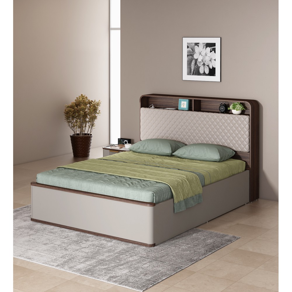 Desire Queen Bed Full Lifton-sahara Beige & Dark Brown Eucalyptus