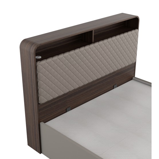 Desire Queen Bed Full Lifton-sahara Beige & Dark Brown Eucalyptus