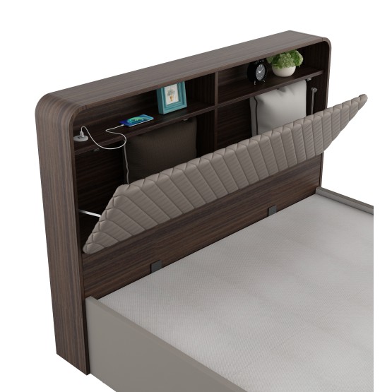 Desire Queen Bed Full Lifton-sahara Beige & Dark Brown Eucalyptus