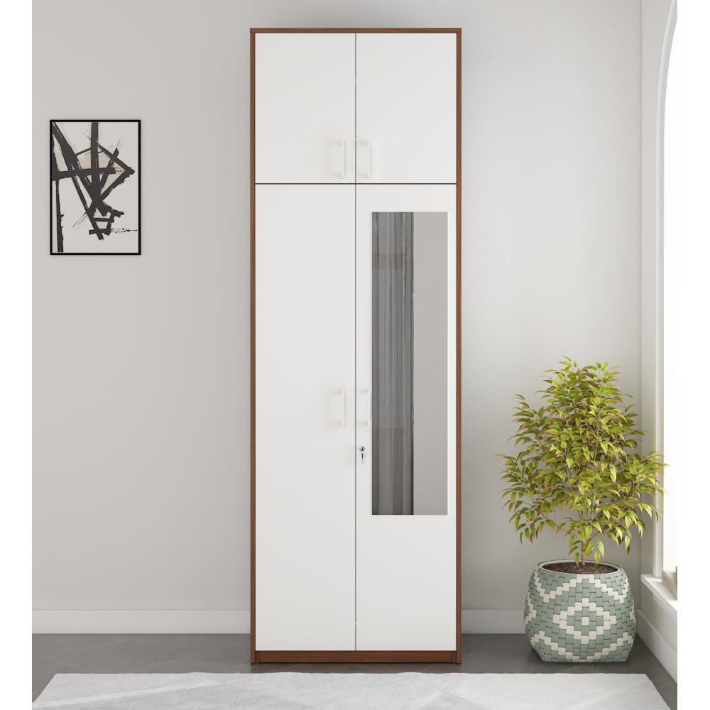 Dew 2 Door Wardrobe Fw Shutter Mirror With Loft - Walnut Rigato