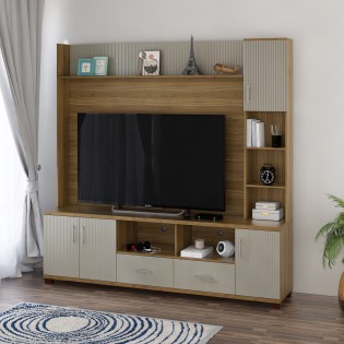 Vista Tv Wall Unit - Natural Teak
