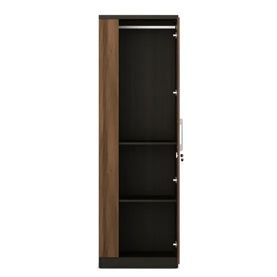 Ken 1 Door Wardrobe Without Mirror - Walnut Bronze Woodpore