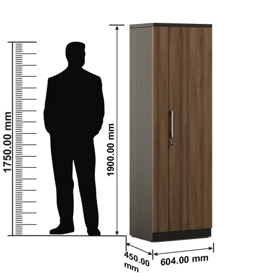Ken 1 Door Wardrobe Without Mirror - Walnut Bronze Woodpore