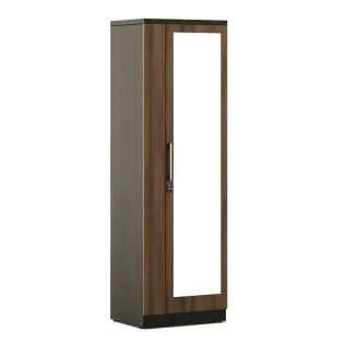 Ken 1 Door Wardrobe With Mirror - Walnut Bronze Woodpore