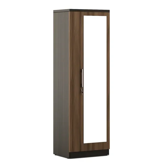 Ken 1 Door Wardrobe With Mirror - Walnut Bronze Woodpore