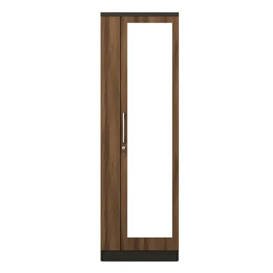 Ken 1 Door Wardrobe With Mirror - Walnut Bronze Woodpore