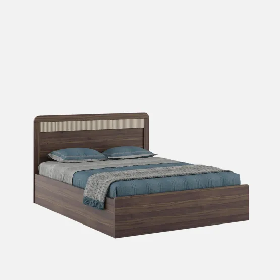 Kia Queen Bed 3/4 Lift-on Storage - Lyon Walnut