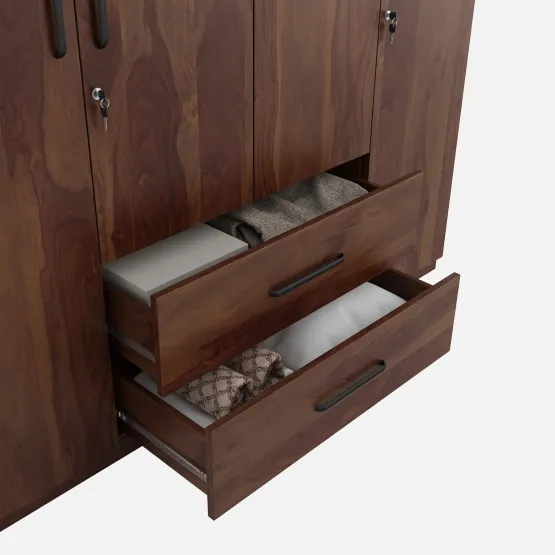 Lauren 4 Door Wardrobe Without Mirror With Loft -sheesham