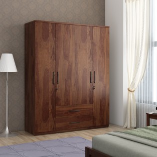 Lauren 4 Door Wardrobe Without Mirror - Sheesham