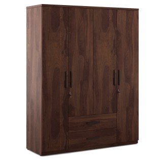 Lauren 4 Door Wardrobe Without Mirror - Sheesham