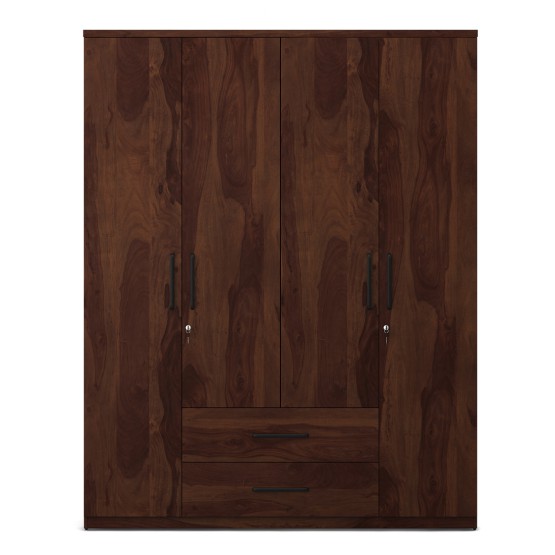 Lauren 4 Door Wardrobe Without Mirror - Sheesham