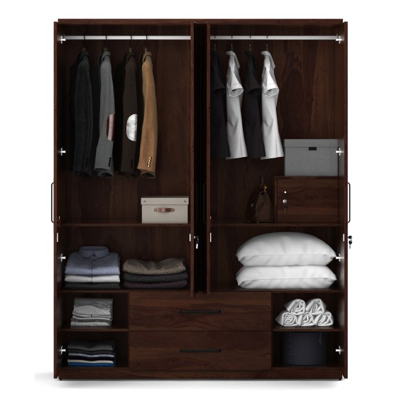 Lauren 4 Door Wardrobe Without Mirror - Sheesham