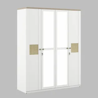 Lilly 4 Door Wardrobe With Mirror - Kingston White