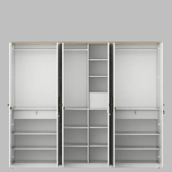 Lilly 6 Door Wardrobe With Mirror - Kingston White