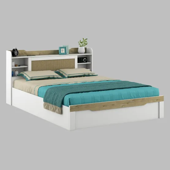 Lilly Queen Bed With Box Storage - Kingston White