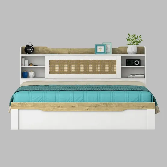 Lilly Queen Bed With Box Storage - Kingston White