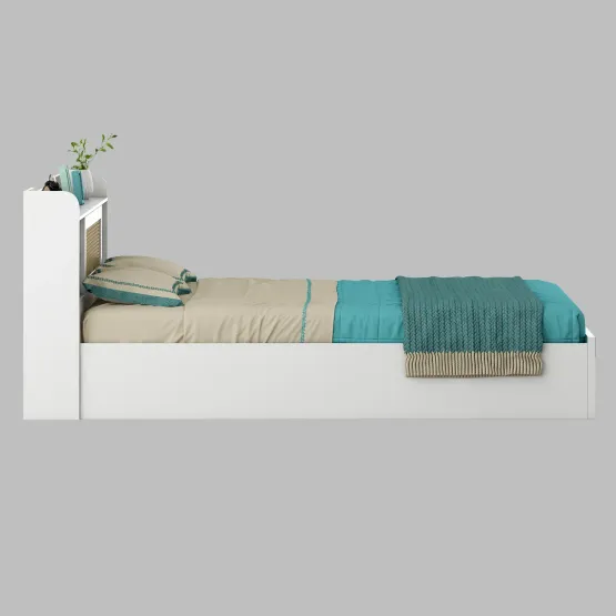 Lilly Queen Bed With Box Storage - Kingston White