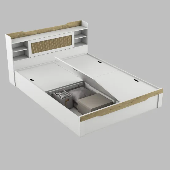 Lilly Queen Bed With Box Storage - Kingston White