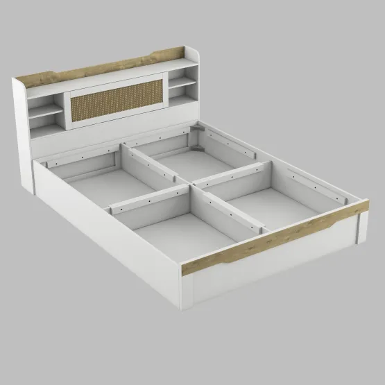 Lilly Queen Bed With Box Storage - Kingston White