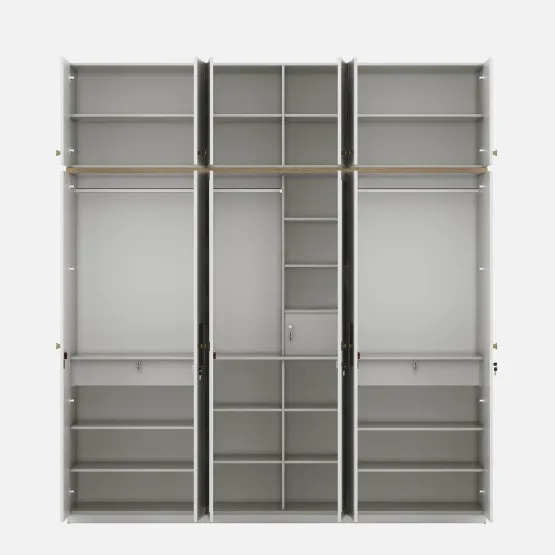 Lilly 6 Door Wardrobe Mirror With Loft - Kingston White