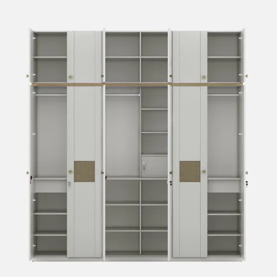 Lilly 6 Door Wardrobe Mirror With Loft - Kingston White