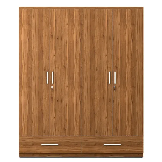 Linden 4 Door Wardrobe Without Mirror - Natural Teak