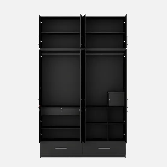 Linden 4 Door Wardrobe Mirror With Loft - Natural Wenge