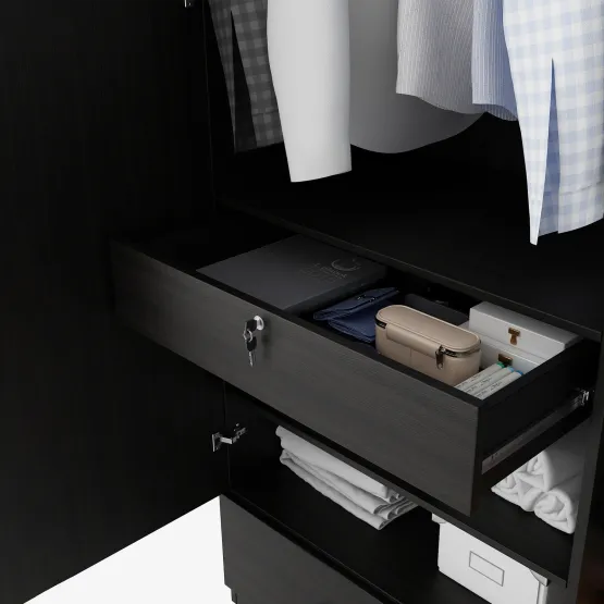 Linden 4 Door Wardrobe Mirror With Loft - Natural Wenge