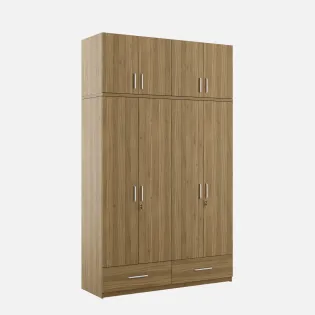 Linden 4 Door Wardrobe Without Mirror With Loft - Natural Teak