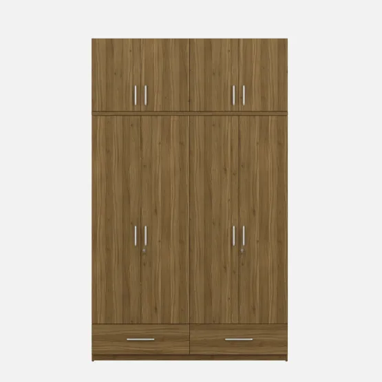 Linden 4 Door Wardrobe Without Mirror With Loft - Natural Teak