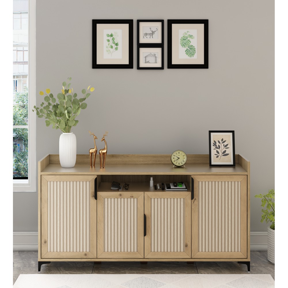 Linea Console Unit - Santana Oak & Bamboo Flute