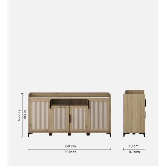 Linea Console Unit - Santana Oak & Bamboo Flute
