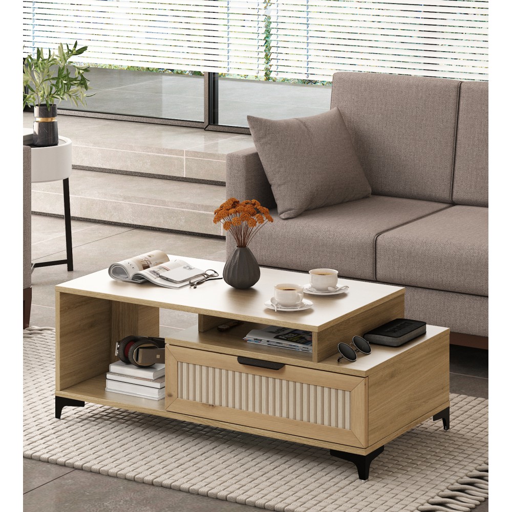 Linea Centre Table - Santana Oak & Bamboo Flute