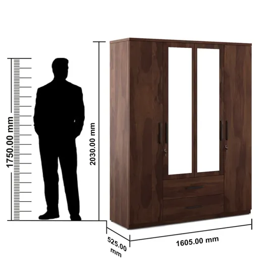 Lauren 4 Door Wardrobe With Mirror-sheesham