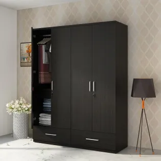 Linden 4 Door Wardrobe Without Mirror - Natural Wenge