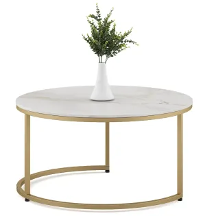 Center Table Lisa Large In Size With Ceramic Top And Metal Under Structure In Gold
