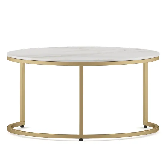 Center Table Lisa Large In Size With Ceramic Top And Metal Under Structure In Gold