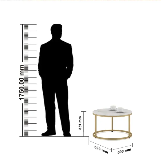 Center Table Lisa Small In Size With Ceramic Top And Metal Under Structure In Gold