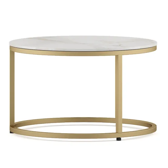 Center Table Lisa Small In Size With Ceramic Top And Metal Under Structure In Gold