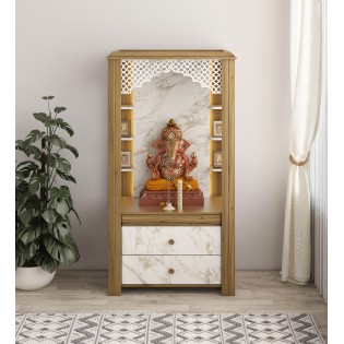 Mandir Divine-8015a Natural Teak & Linght Marble