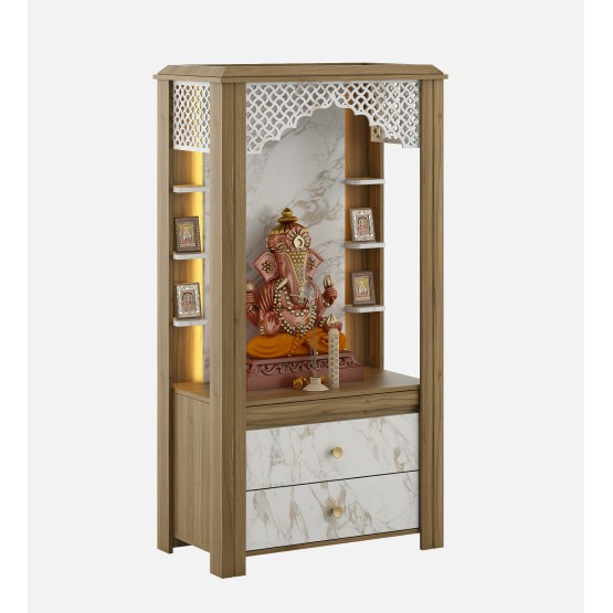 Mandir Divine-8015a Natural Teak & Linght Marble