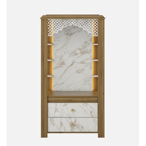 Mandir Divine-8015a Natural Teak & Linght Marble