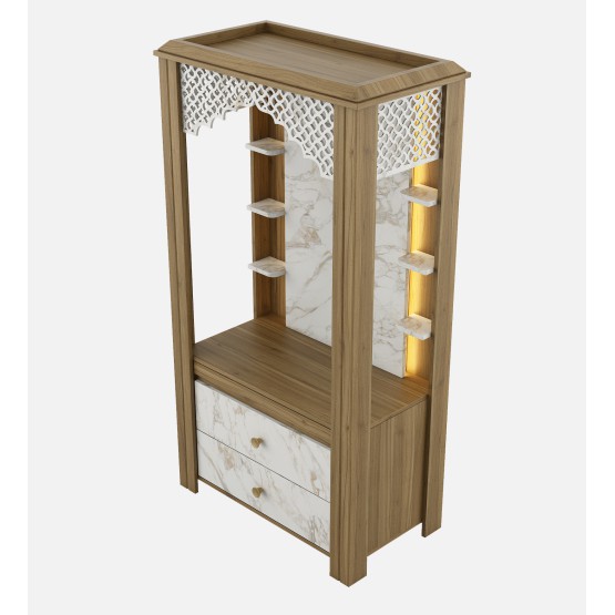 Mandir Divine-8015a Natural Teak & Linght Marble