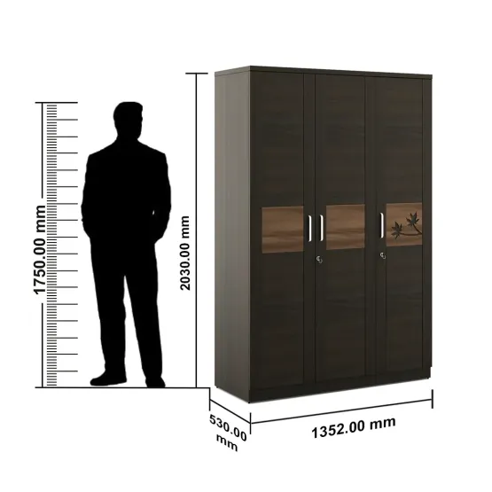 Maple 3 Door Wardrobe - Fumed Oak