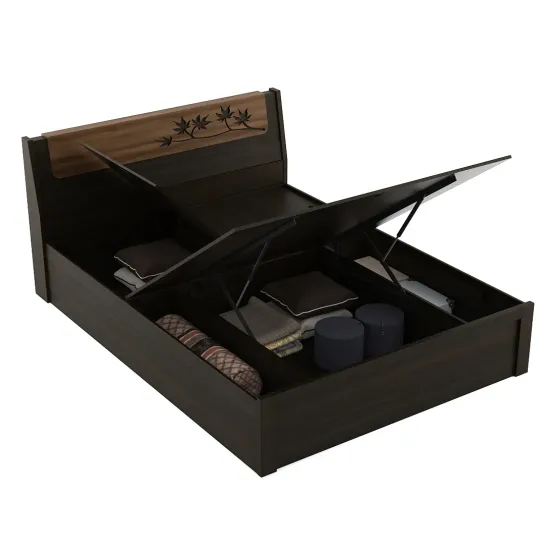 Maple V3 Queen Bed With 3/4th Lift On Storage - Fumed Oak (woodpore)