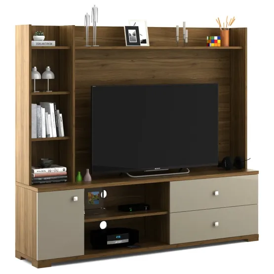 Wall Unit Marvella - Hg Cashmere And Natural Teak