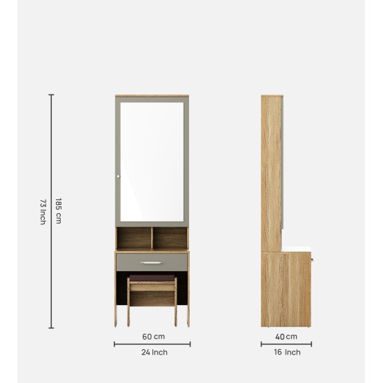 Nester Dresser With Stool - Sebastian Oak