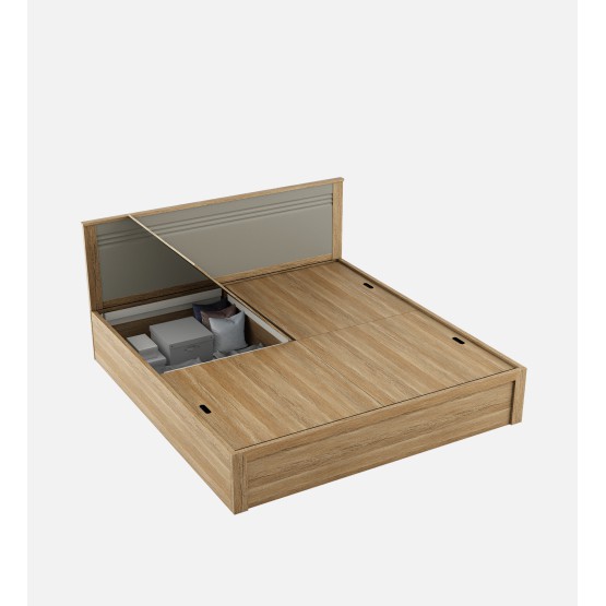 Nester Queen Bed Front Pull Out Storage - Sebastian Oak