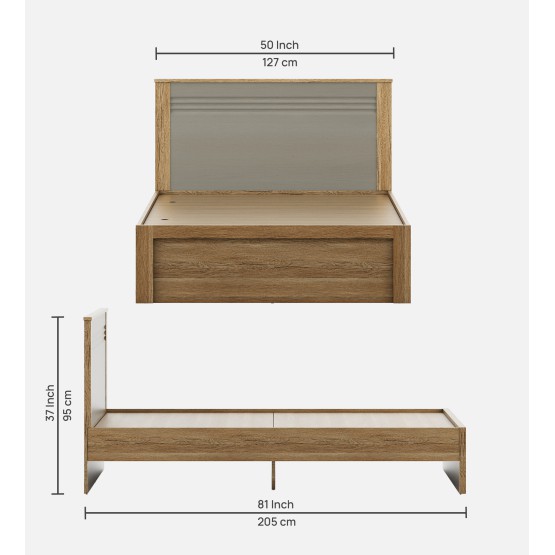 Nester Single Bed Without Storage - Sebastian Oak